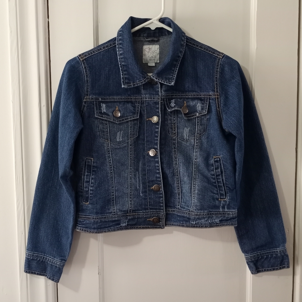 The Childrens Place Distressed Jean Jacket Girls Size 14